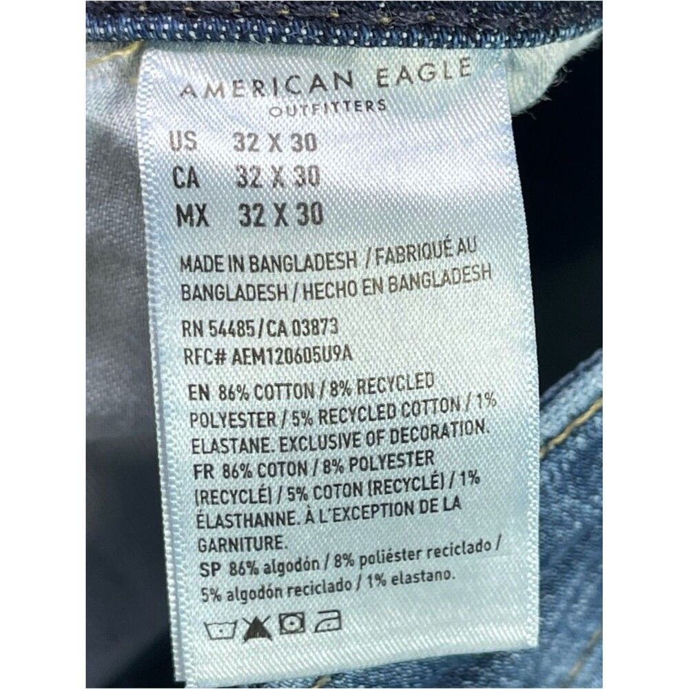 American Eagle AirFlex Jeans Men’s 32X28 Blue Slim Straight Mid-Rise Dark Wash - Picture 8 of 13